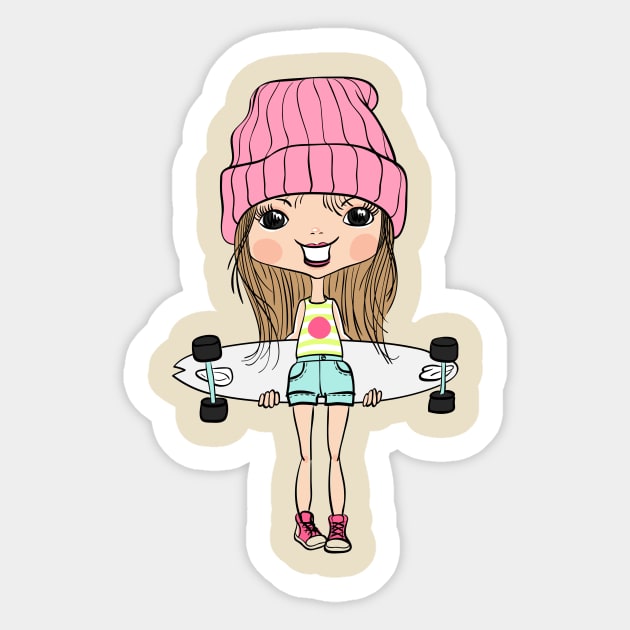 FUN SKATE GIRL Sticker by zackmuse1